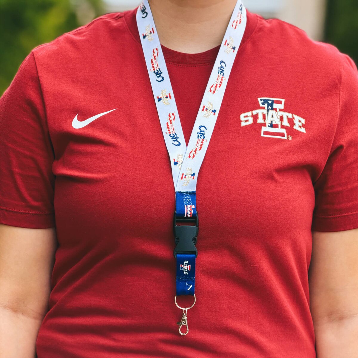Patriotic Cyclones Script 2-Sided Buckle Lanyard (1")